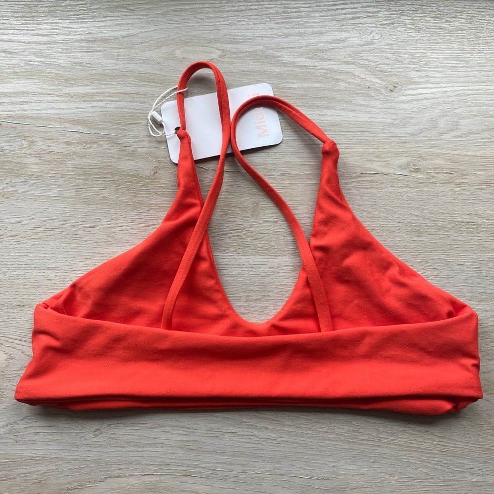 Midori Lilikoi Rowan Bikini Top Women Medium Orange Triangle - Picture 2 of 5